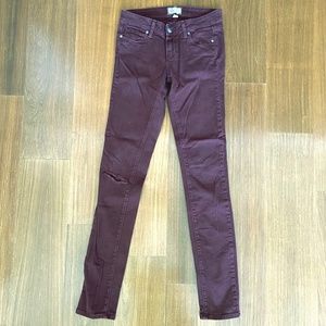 Paige Maroon Skinny Jeans 25